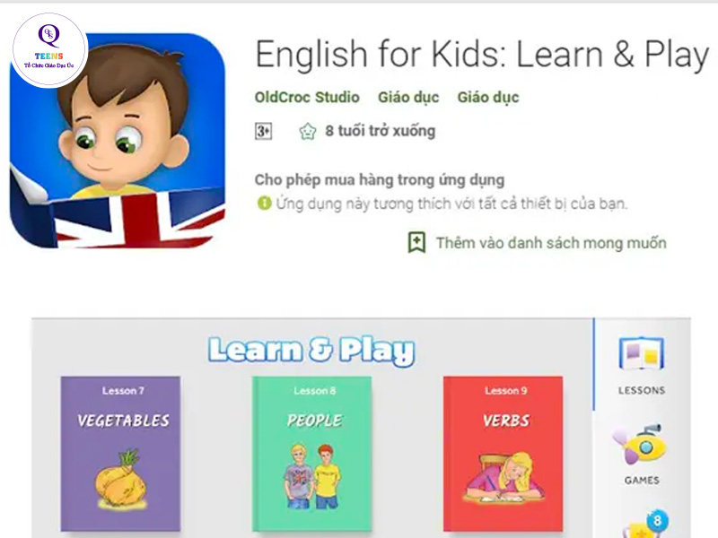 Phần mềm học tiếng Anh lớp 2 English for Kids_ Learn & Play