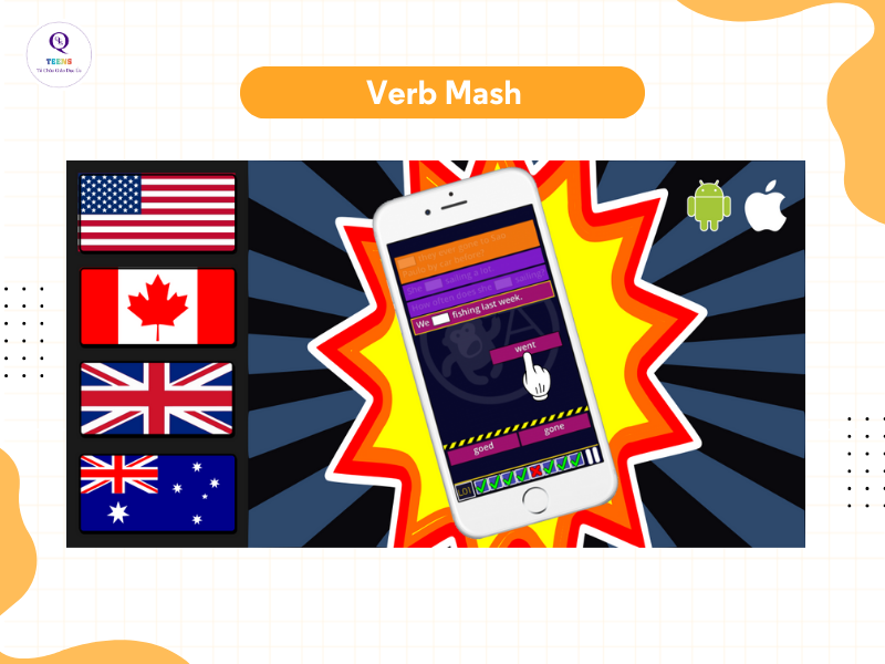 Verb Smash là trò chơi tiếng Anh phát triển kỹ năng nghe và phát âm cho con.